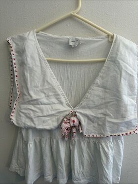 Maeve White Lightweight Cotton Blouse